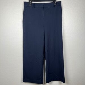 Ann Taylor Navy Blue Wide Leg Cropped Pants Women's Size 10 Petite‎
